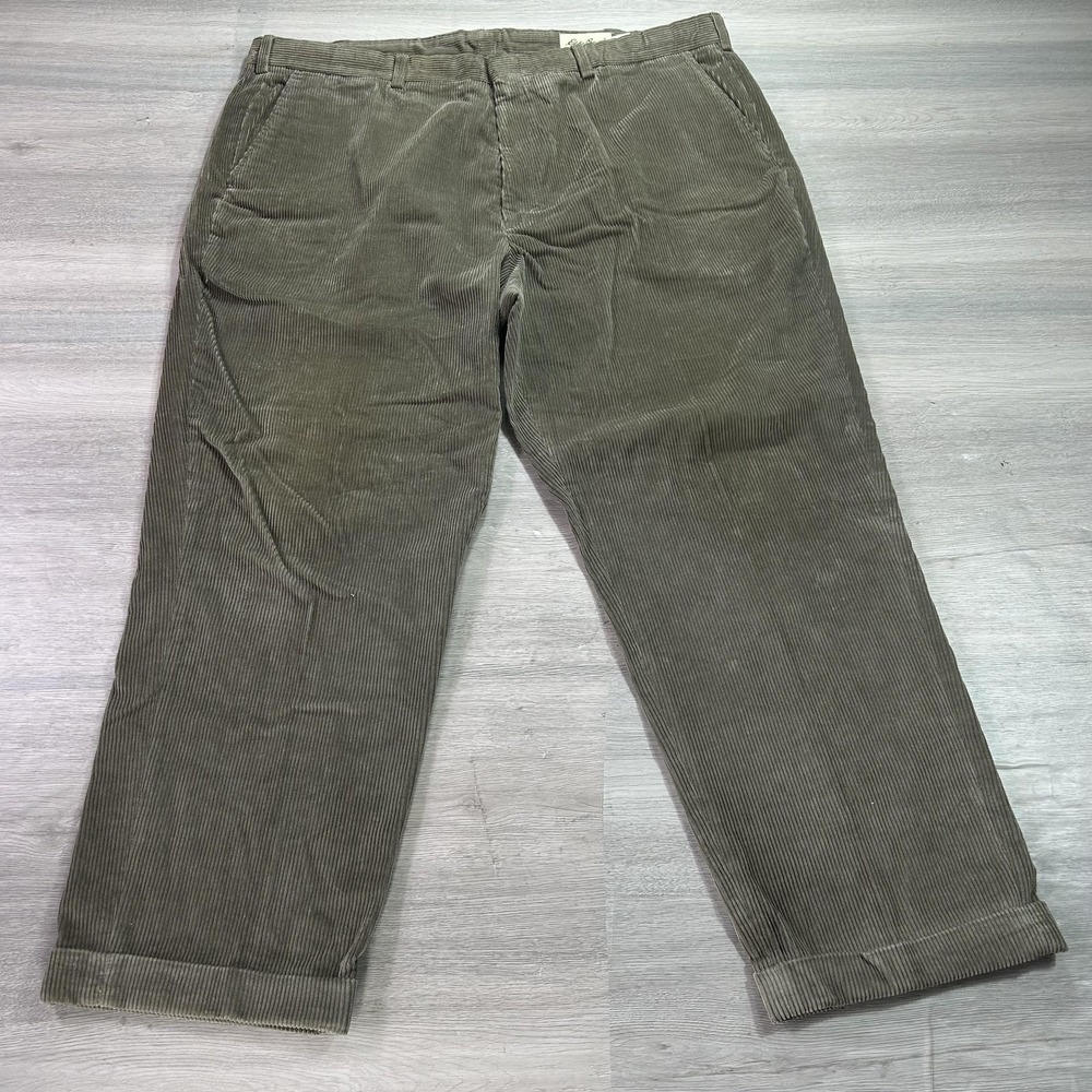 Eddie Bauer Pants Mens 44x28 Brown Corduroy Cuffed Straight Leg Comfort Classic